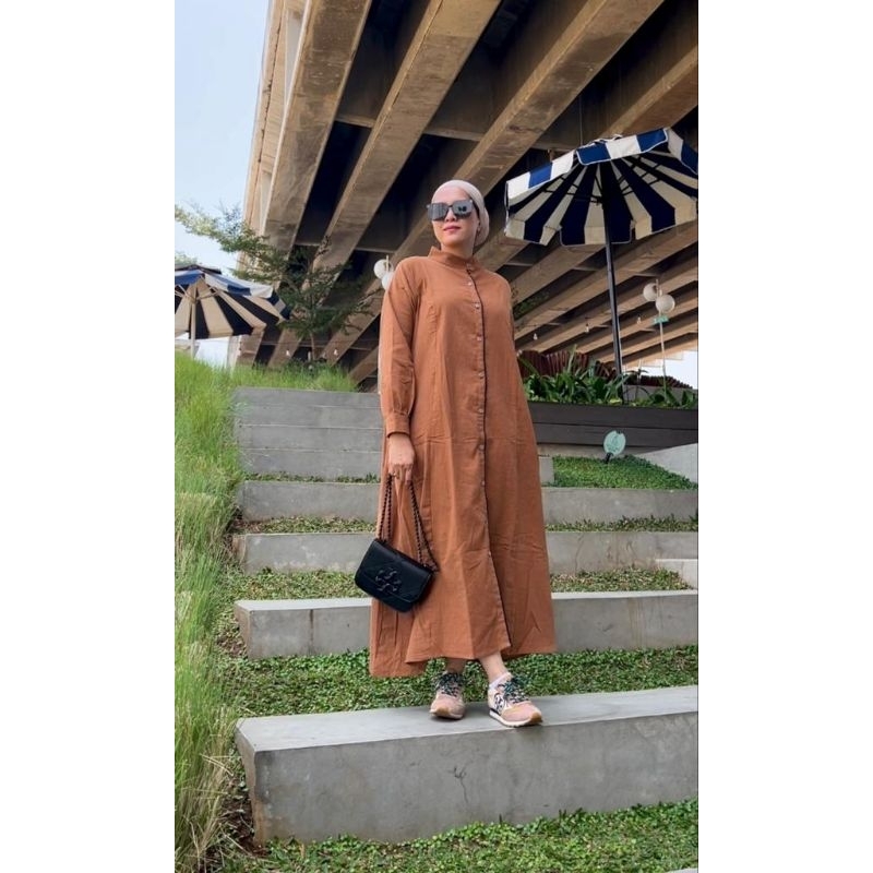 Emine Midi Dress Gamis Hitam Polos