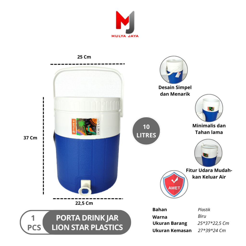 Lion Star Dispenser Air Plastik 10 Liter / Porta Drink Jar Mulya Jaya