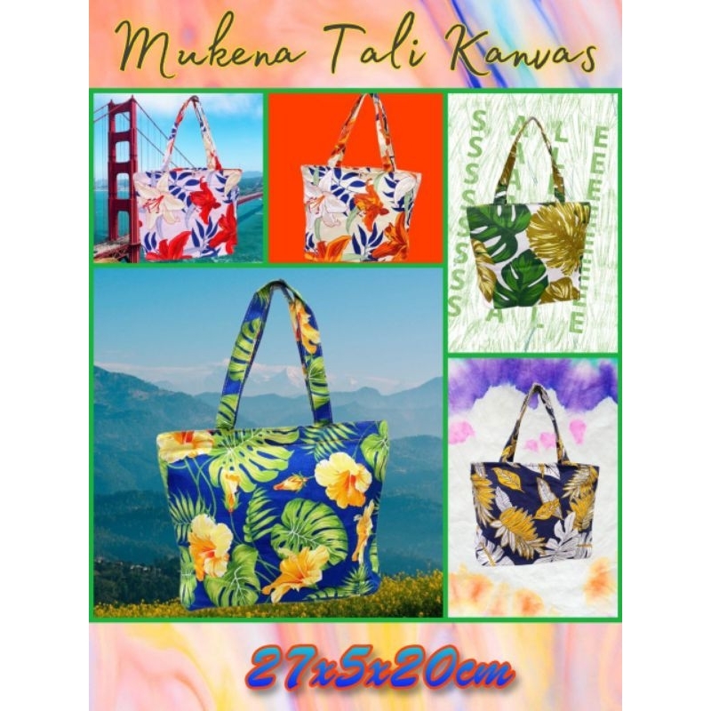 Tas Tote Bag Tas Mukena Tali Kanvas 27x5x20 Tas Totebag Wanita Kuliah Tas Travel Tas Cewe