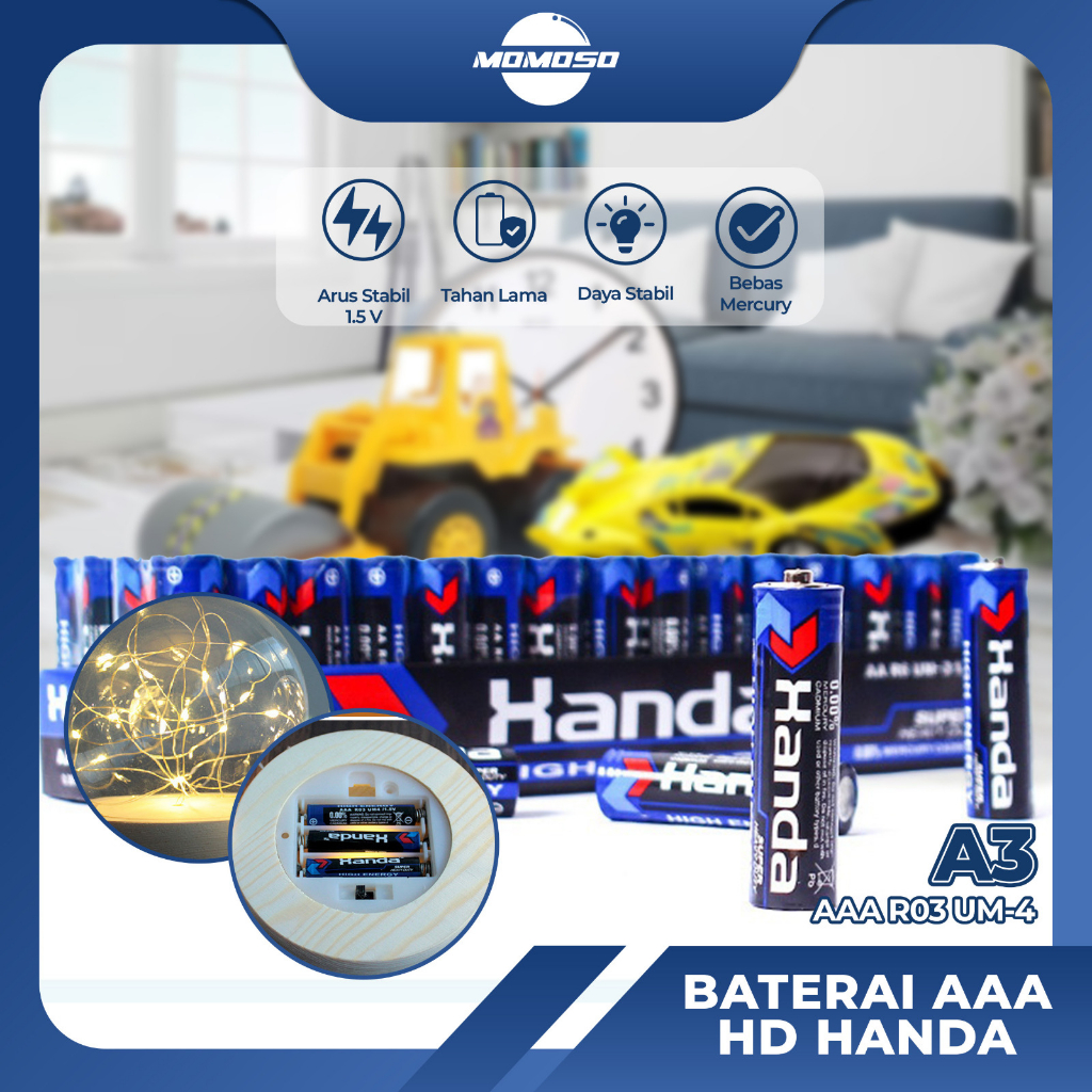 MOMOSO Baterai A3 AAA/ Handa 1.5 V/ Batu Baterai Kecil Alkaline/Batu Batre Huadao Non rechargeable
