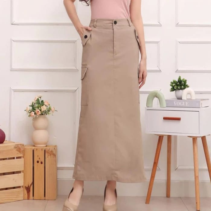 ROK CARGO WANITA KEKINIAN | ROK SPAN PANJANG / PENDEK