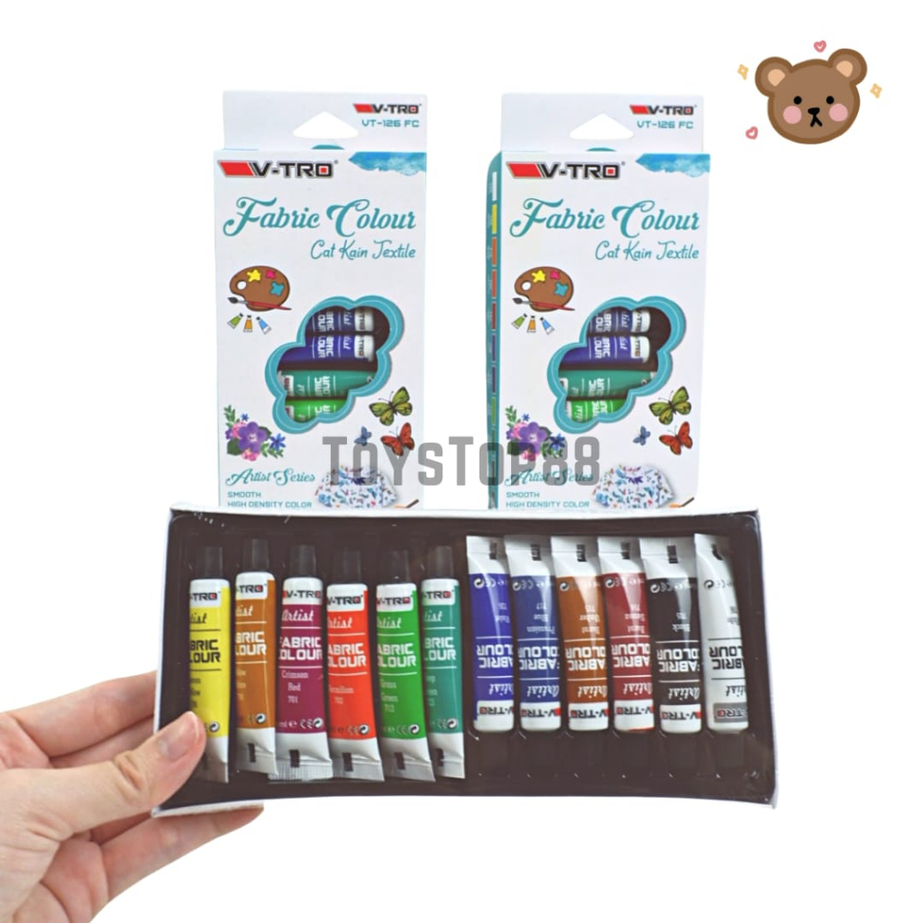 

Cat Kain Textile V-tro 12 Warna - Fabric Colour Painting Set - Cat Melukis Baju Tekstil Vitro Vtro