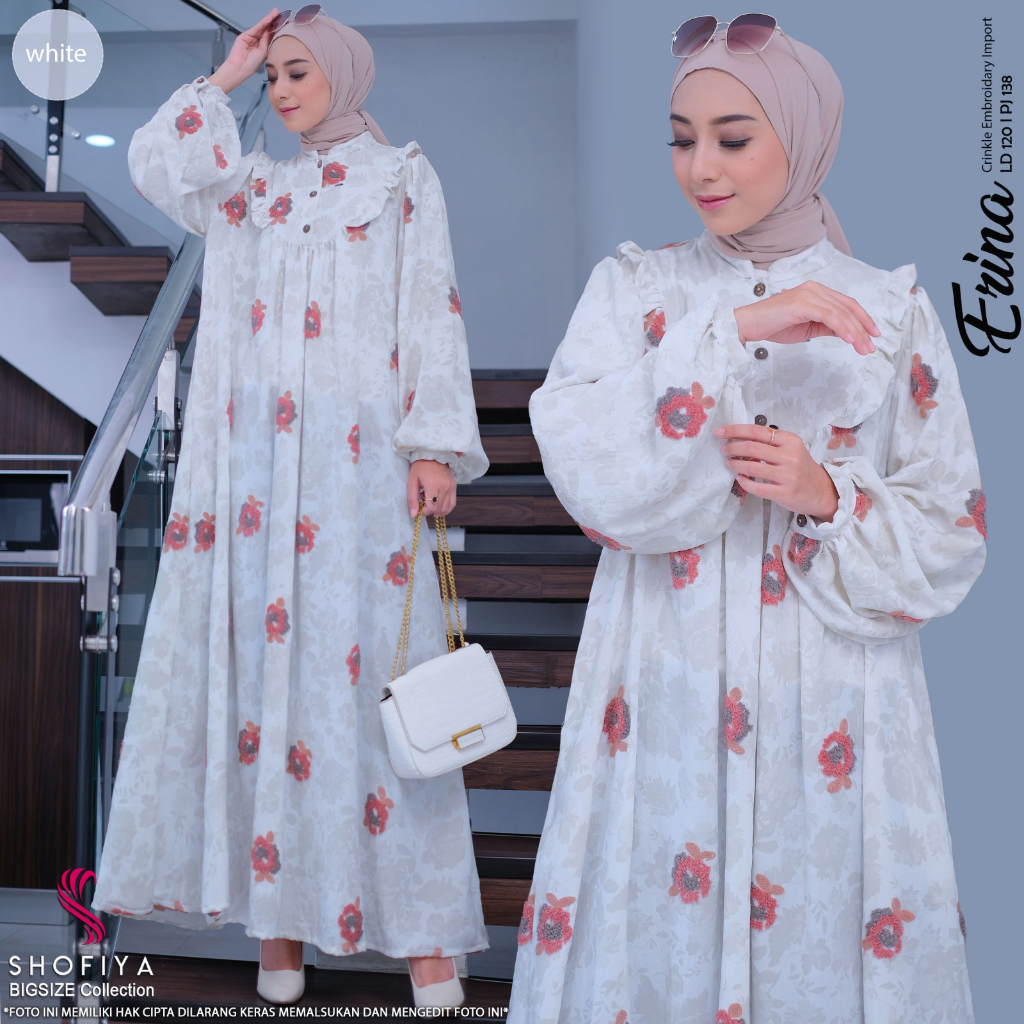 erina-whit maxy jumbo crincle ld 120 pakaian baju gamis longdress long dress dres maxi syari motif b