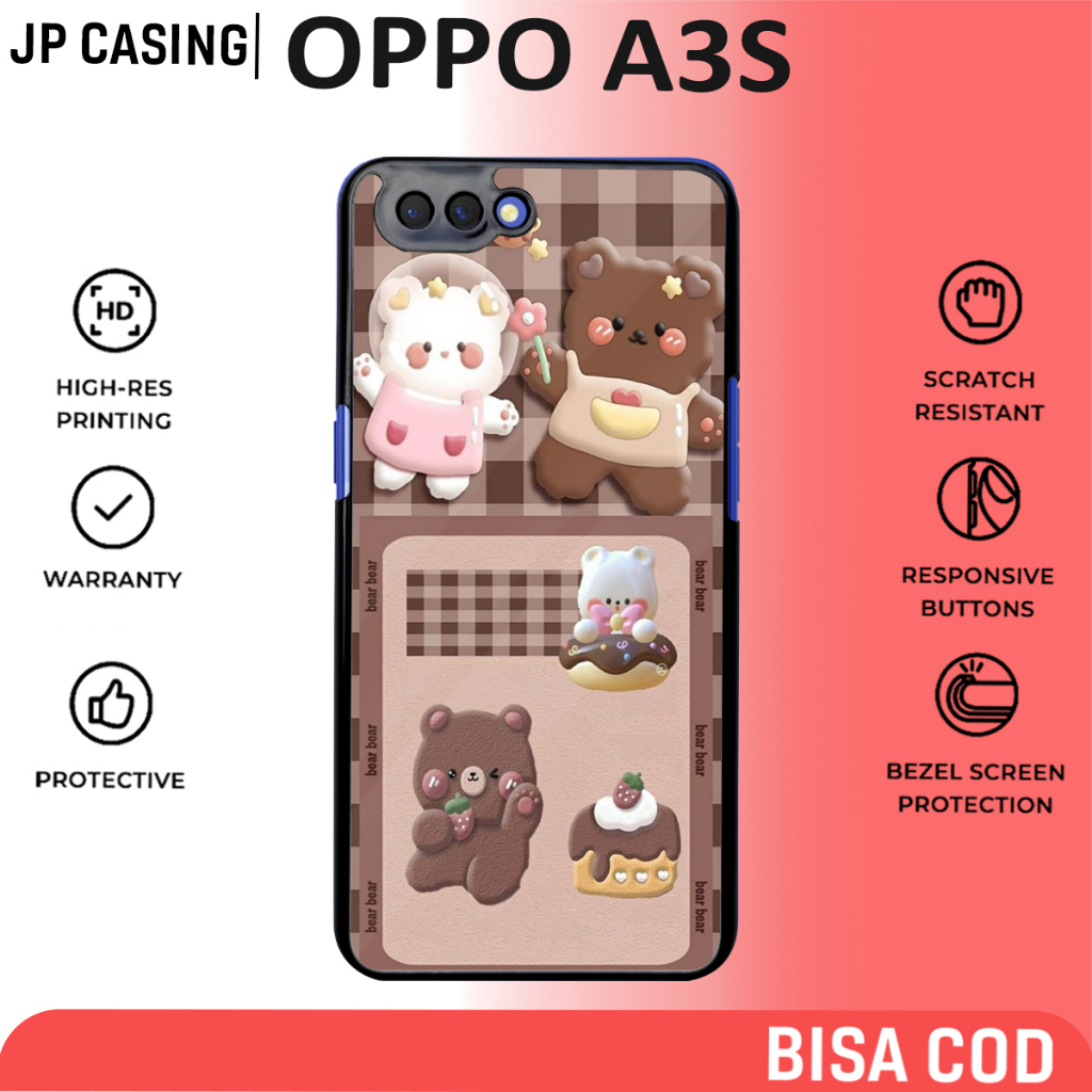 case oppo a3s terbaru motif aesthetic bear kawai lotso keren cute casing cewek hp mewah bahan softca