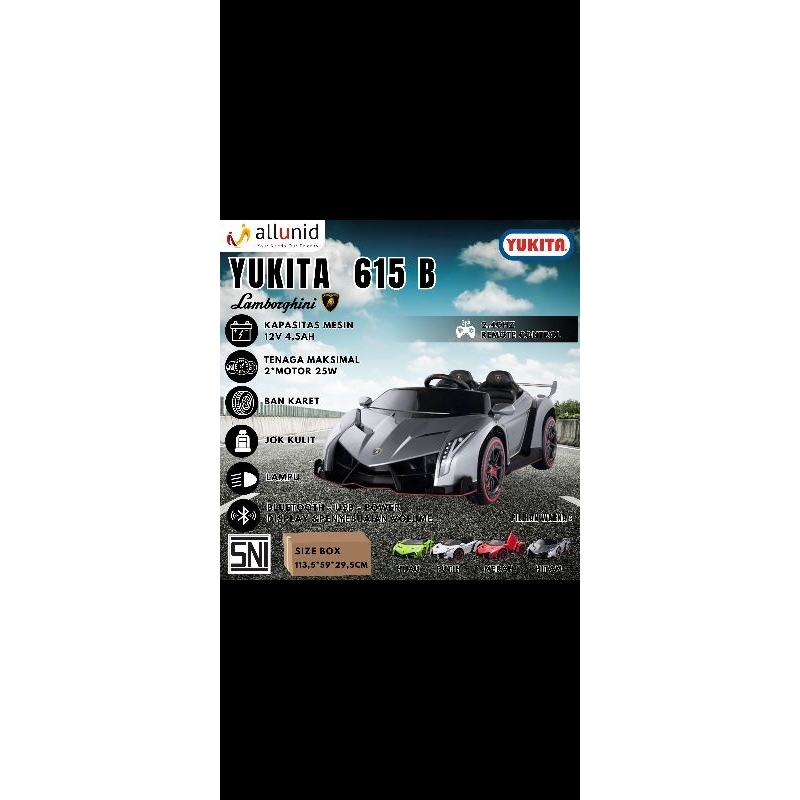 mobil aki lamborghini yukita 615B lisensi, mobil lamborghini anak mainan anak