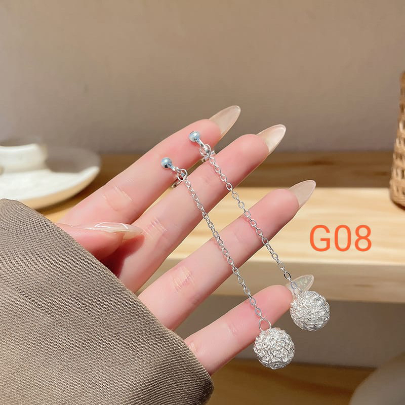 Anting Korea Gantung Bola Silver Panjang G08 /Anting fashion /Korea style /Aksesoris Anting /Earring