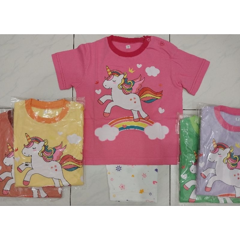 Piyama anak/baju tidur anak perempuan unicorn umur 1 sampai 12 tahun