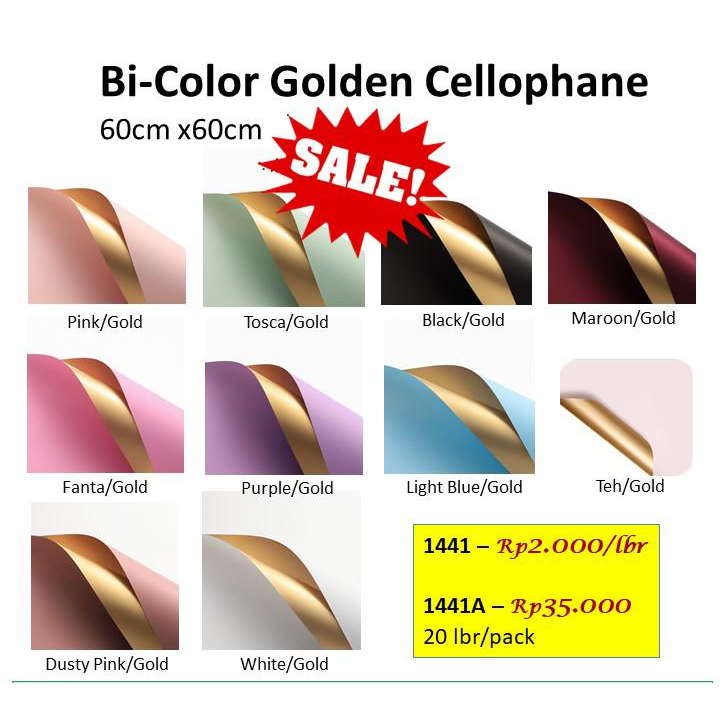 

5lbr Flower Wrapping paper Cellophane kertas buket bunga florist-bi color cellophane (1441)