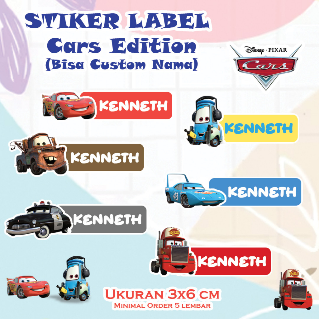 

ISI 32 PCS STIKER LABEL NAMA BUKU SEKOLAH CUSTOM CARS MINIMAL ORDER 5 LEMBAR / STICKER LABEL NAMA ANAK / STICKER LABEL MATA PELAJARAN / STIKER KARAKTER