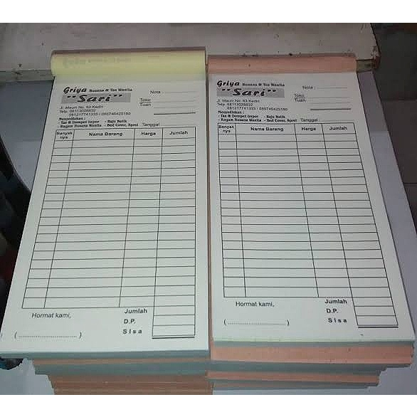 

Nota Toko Rangkap Ukuran 1/3 Folio NCR