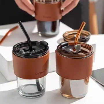 Tumbler Kaca / Gelas Kaca Keren Aesthetic Dengan Sedotan