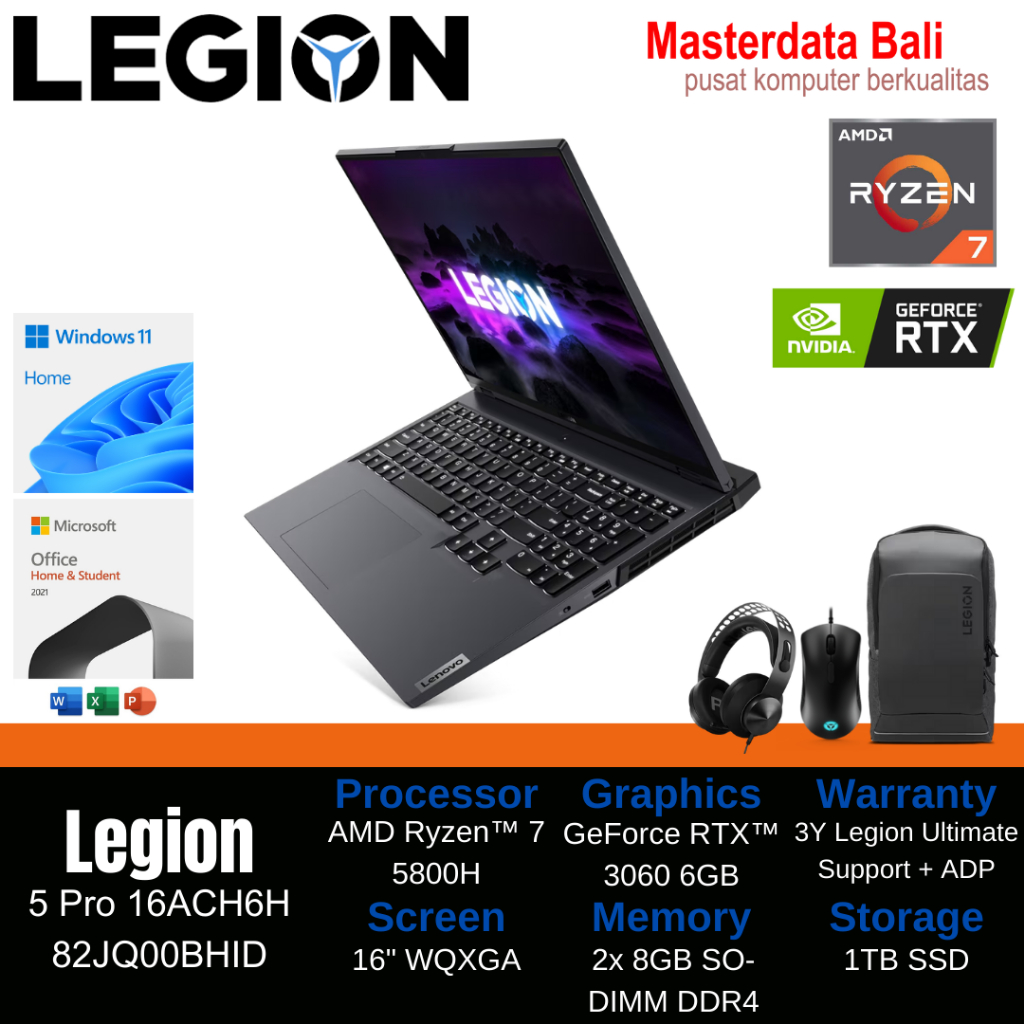 Laptop Lenovo Legion 5 Pro 16ACH6H AMD Ryzen 7 RTX 3060 16 WQXGA W11H