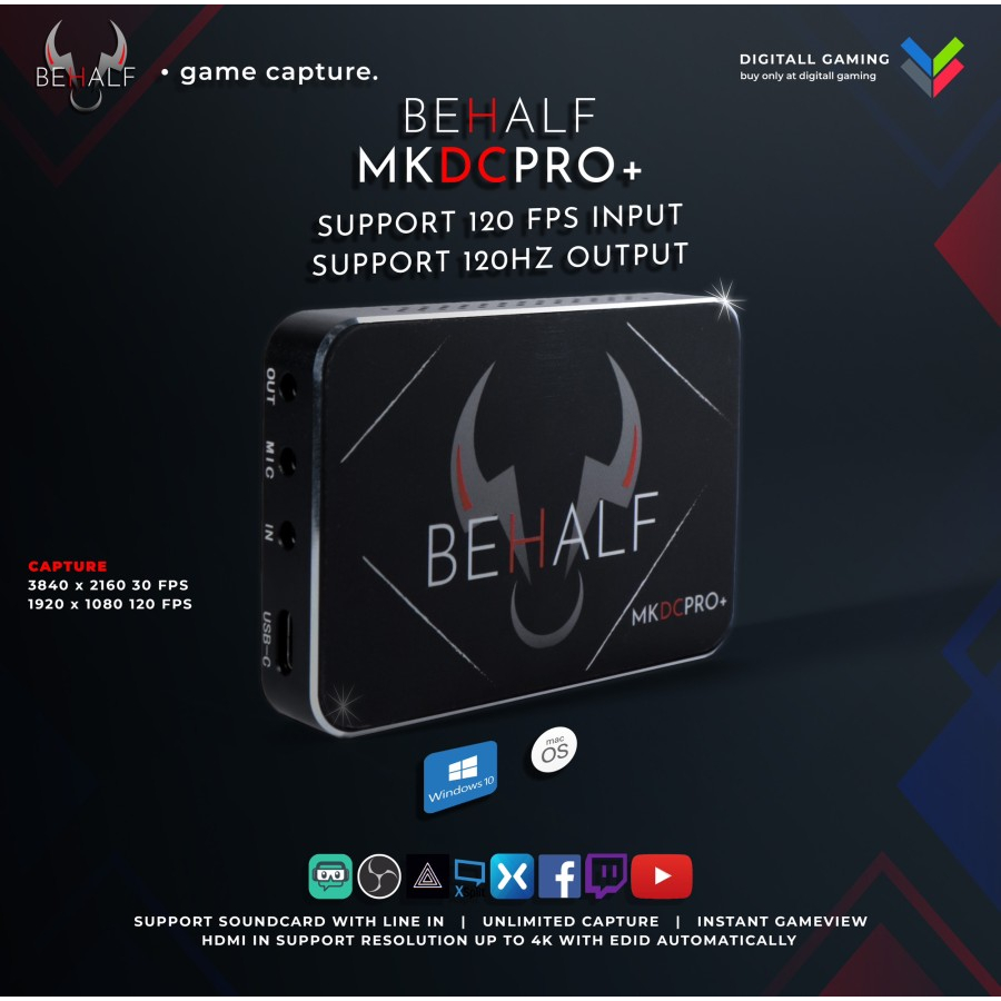 BEHALF MKDCPRO+ GAME CAPTURE / HDMI CAPTURE LIVE STREAMING GAME 4K