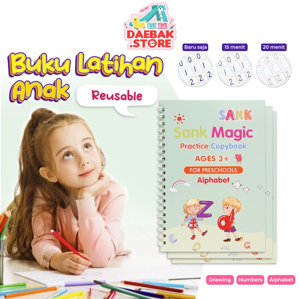 

Daebak SANK buku tulis Magic Book 1 set 1 pulpen 4 buku