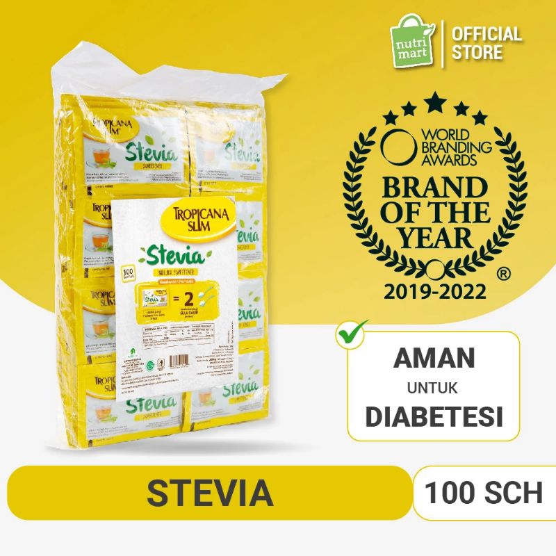 

Tropicana Slim Sweetener Stevia 100 Sachet Pemanis Alami Batasi Gula