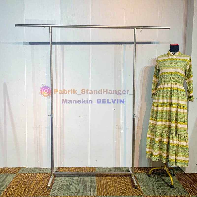 StandHanger Pipa Bulat Jumbo 200CM Stainless Stell | Gawangan Baju Gamis | Gawang Pakaian Gamis 2 Me