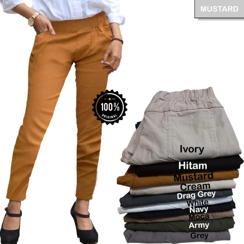 Celana Chino Wanita Bahan Melar Elastis Elizabeth Pants