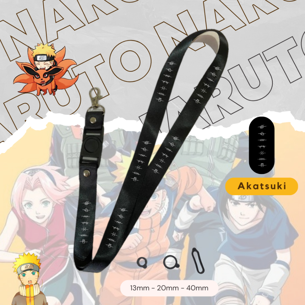 Lanyard Custom Anime Naruto Akatsuki ID Card Lucu Tali Gantungan Pods Name Tag Kartu Nama