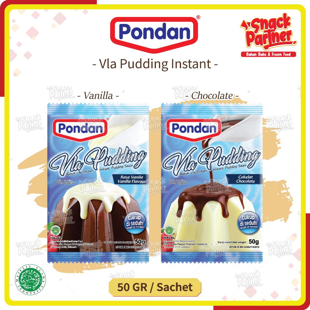 

PONDAN - VLA PUDDING INSTANT 50 GR / Sachet - Bubuk Puding Fla Instant Instan Siap Pakai - Chocolate Coklat Choco Cokelat Vanilla Vanila 50GR