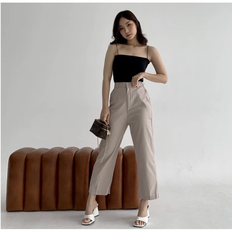 [PRELOVED] Jayden Ankle Pants / Celana Panjang Wanita / Celana Casual Korea Warna Krim/Krem/Beige Ki