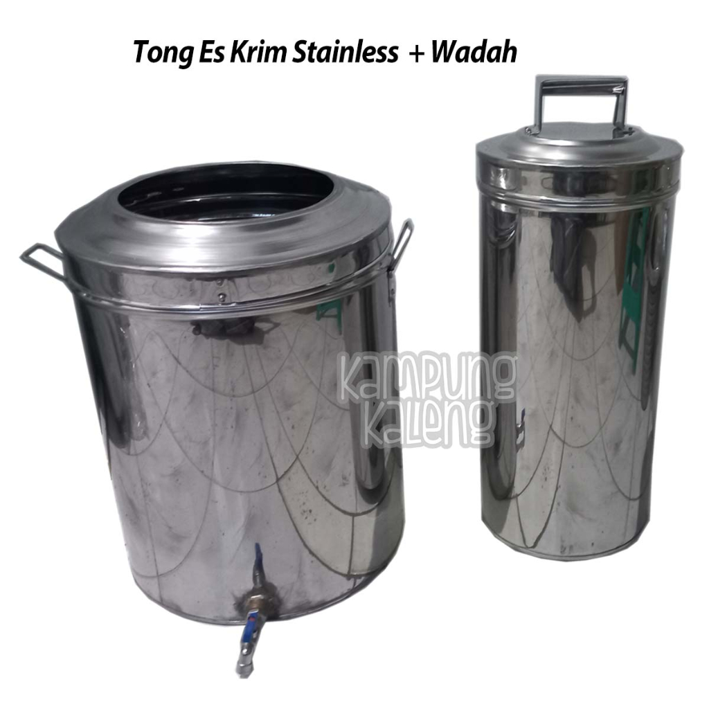 Tong Es Krim Stainless Plus Wadah