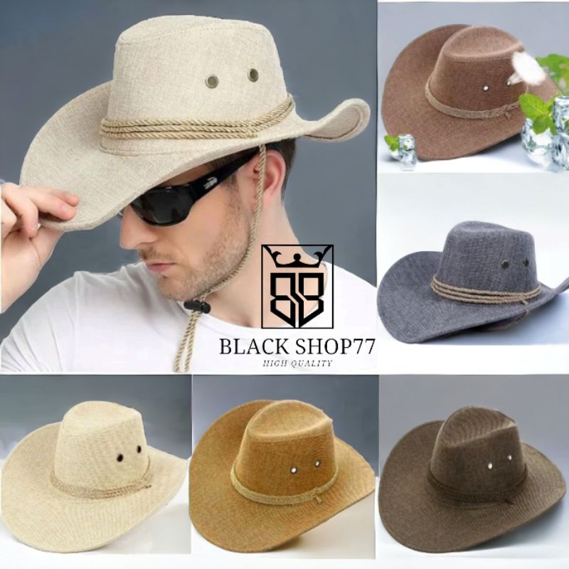 Topi Pria Coboy Fedora Tali Tambang
