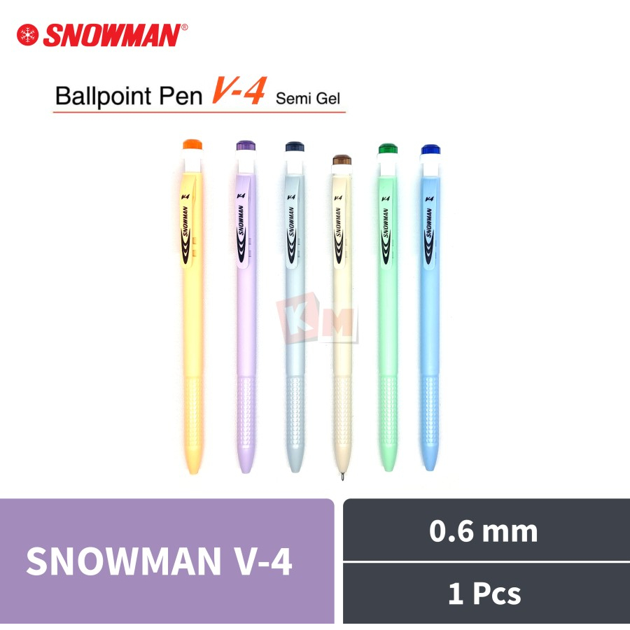 

BOLPOIN SNOWMAN V-4 HITAM 0.6mm [ 12PCS / PACK ] / Ballpoint Pena Snowman V-4 Hitam 0.6 mm