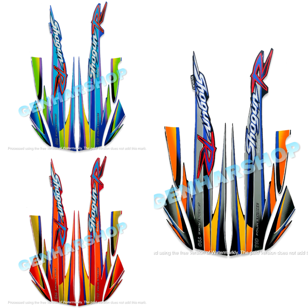 STIKER STRIPING LIS BODY STANDAR MOTOR SUZUKI SHOGUN 110R 2001 SEPASANG FULL SET
