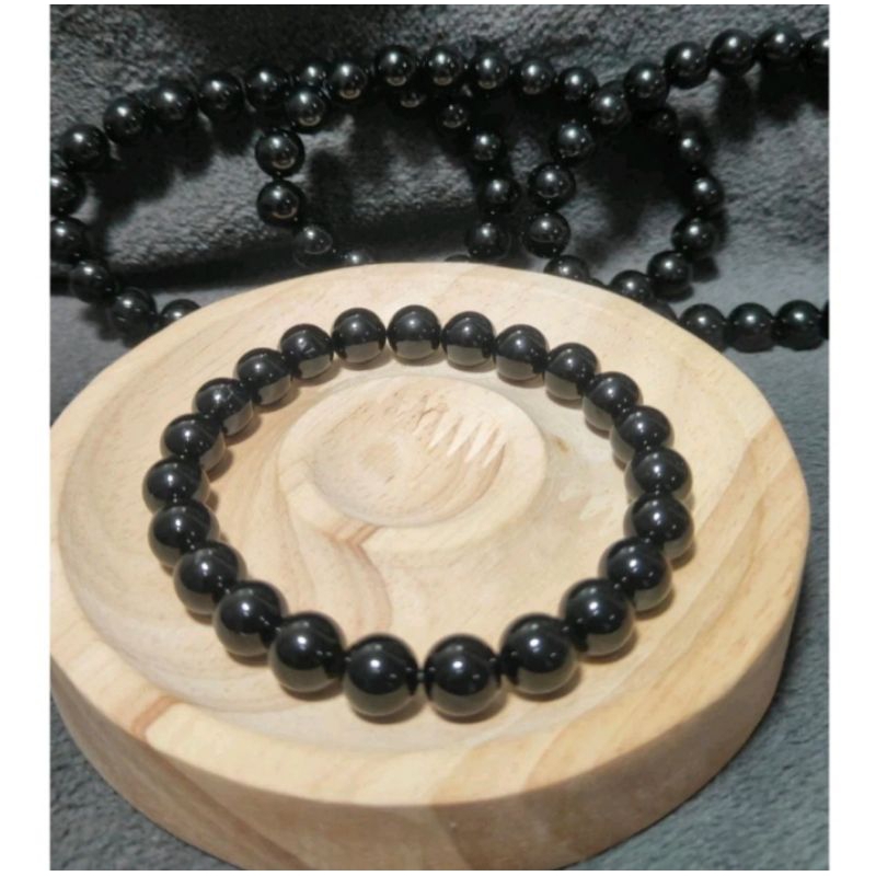 Gelang Black Obsidian Natural 8 mm Top Grade