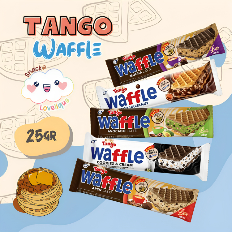 Tango Waffle - Wafer 25gr Box isi 12pcs(Choco Hazelnut, Avocado, Mocha, Cookies n Cream, Aren Latte)