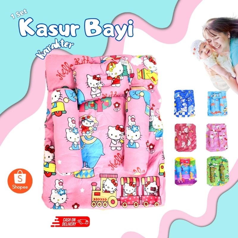 1 Set Kasur Bayi | Baby Newborn Motif Karakter | Perlengkapan Bayi