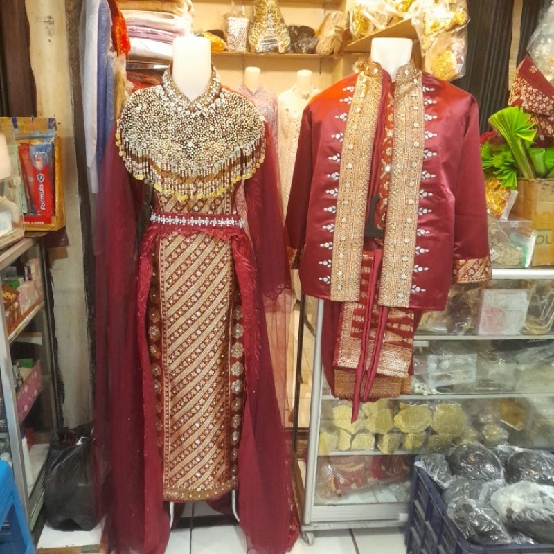 BAJU PENGANTIN PALEMBANG MODERN (kombi BROKAT dan SONGKET)