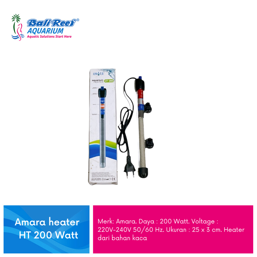 Heater Kaca Amara HT 200 Watt Amara Heater 200 Watt Pemanas Aquarium HT 200