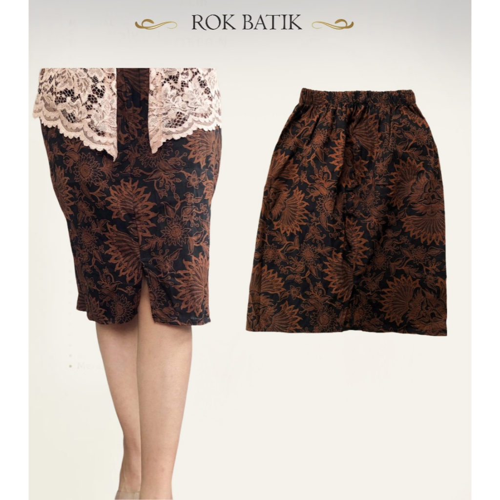 Rok Bawahan Kebaya Batik Span Pendek Pinggang Karet untuk Wisuda Kondangan