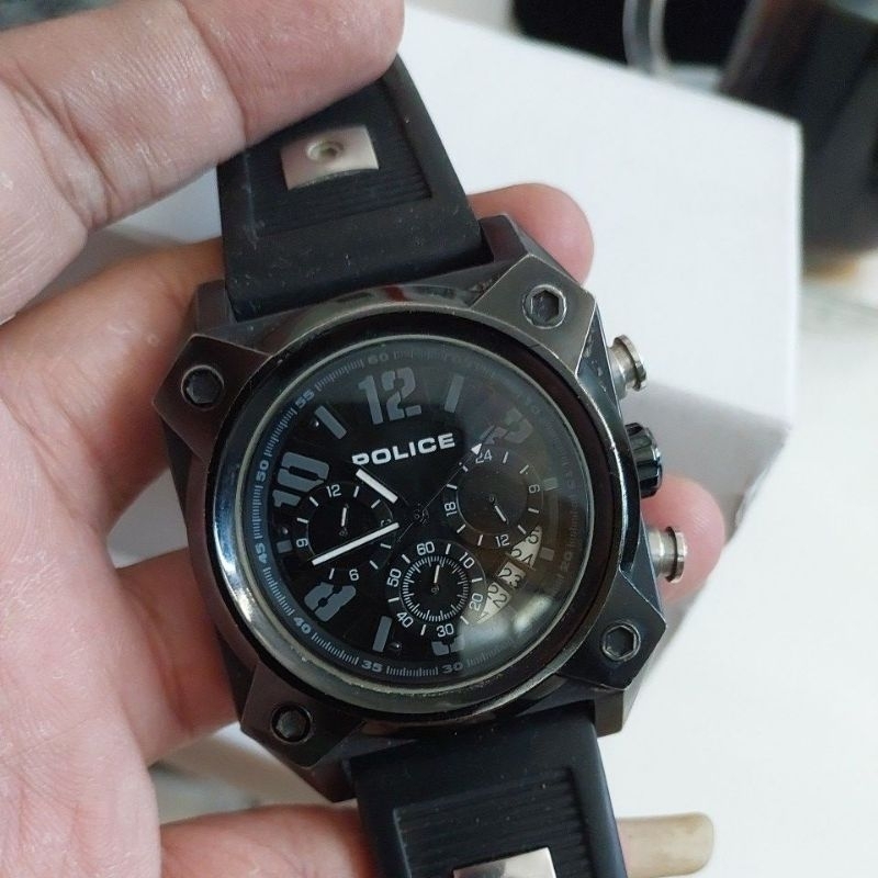 jam tangan original Police Chronograph second preloved bekas