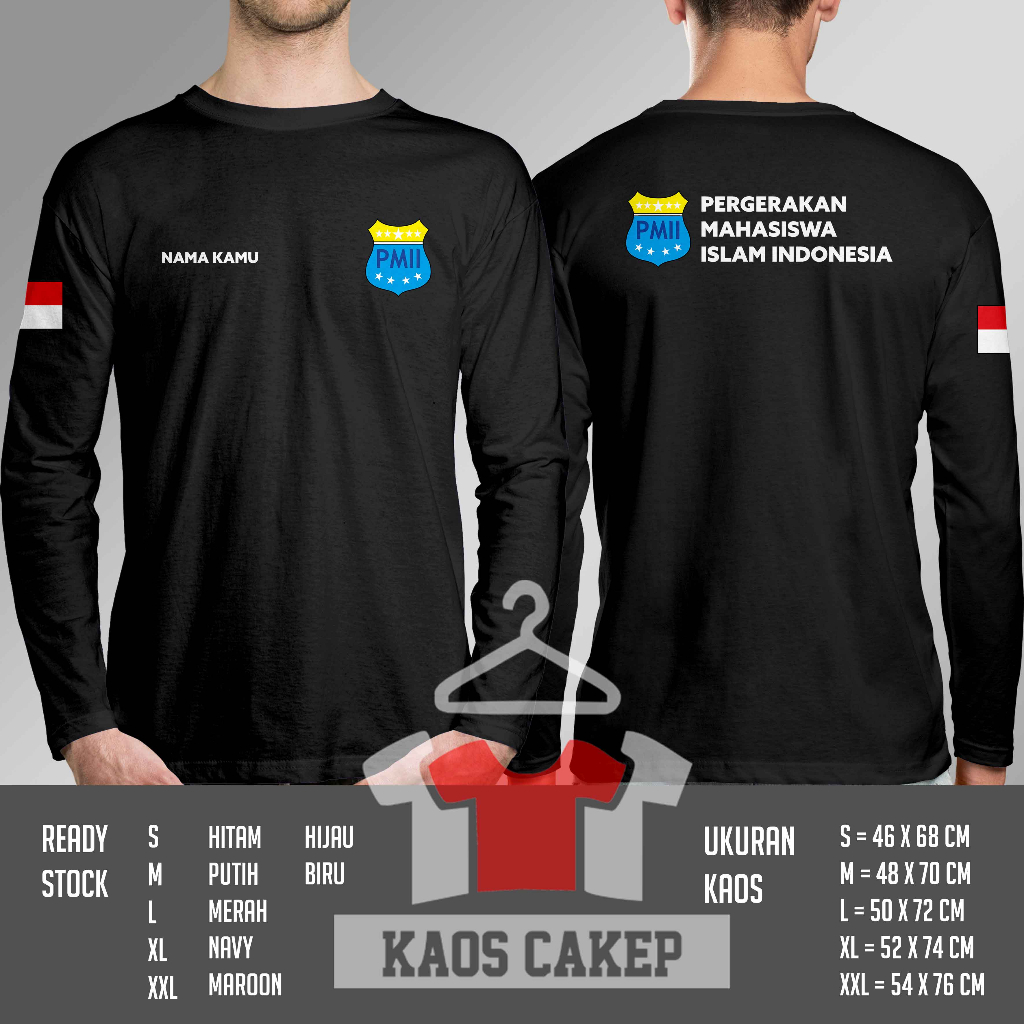 Kaos PMII Pergerakan Mahasiswa Islam Indonesia Gratis Nama Lengan Panjang Baju Distro