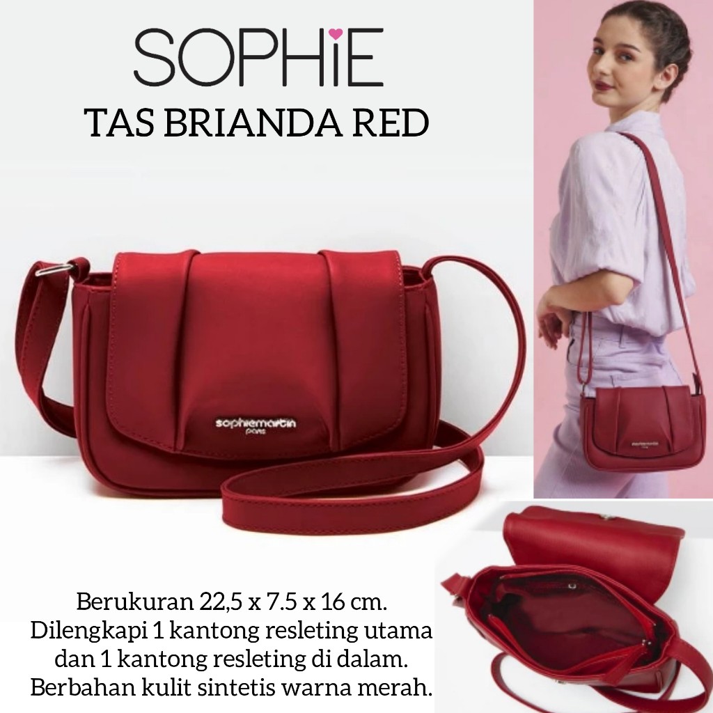 TAS BRIANDA RED SOPHIE MARTIN PARIS PROMO TAS SELEMPANG MERAH WANITA