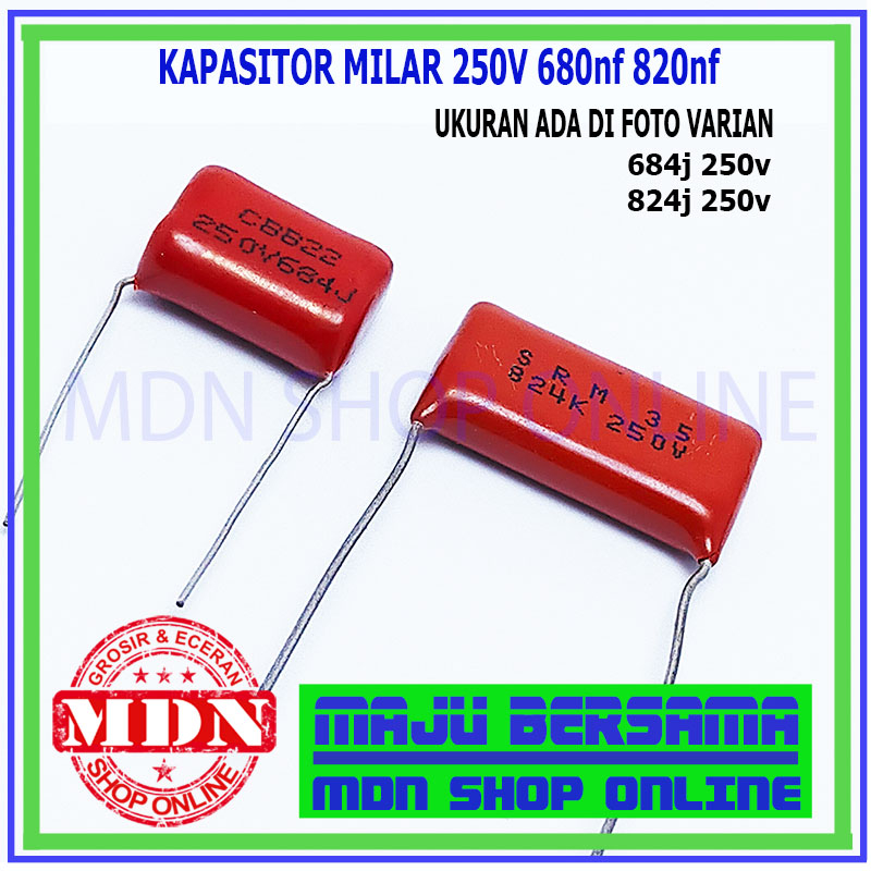 Kapasitor milar mylar 250v 680nf 820nf 684j 250v 824j 250v