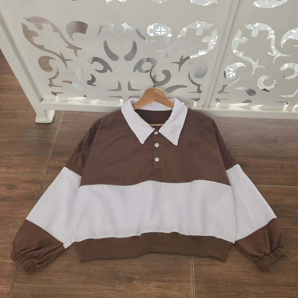 PRODUK TERBARU POLO RIB M L XL XXL Atasan Wanita Batwing Basic Outer Cardigan Premium Crop Top Korea