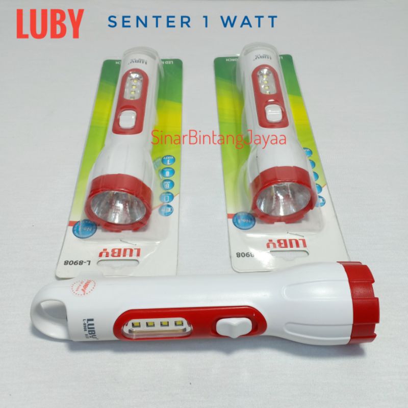 senter LUBY LED 1 Watt L-8908 Rechargeable / senter LUBY Rechargeable