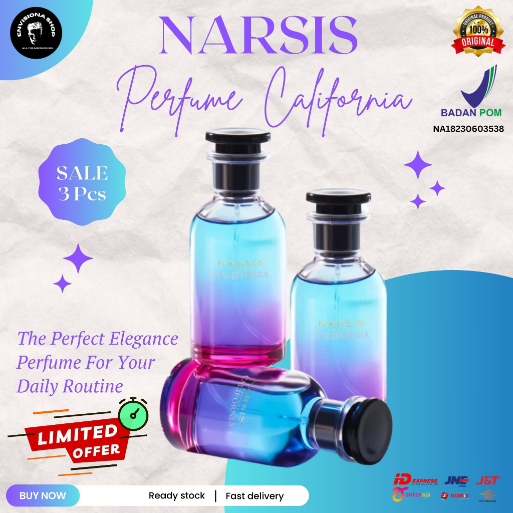 NARSIS California Eau de Parfume Original BPOM Paket Bundling 3 PCS