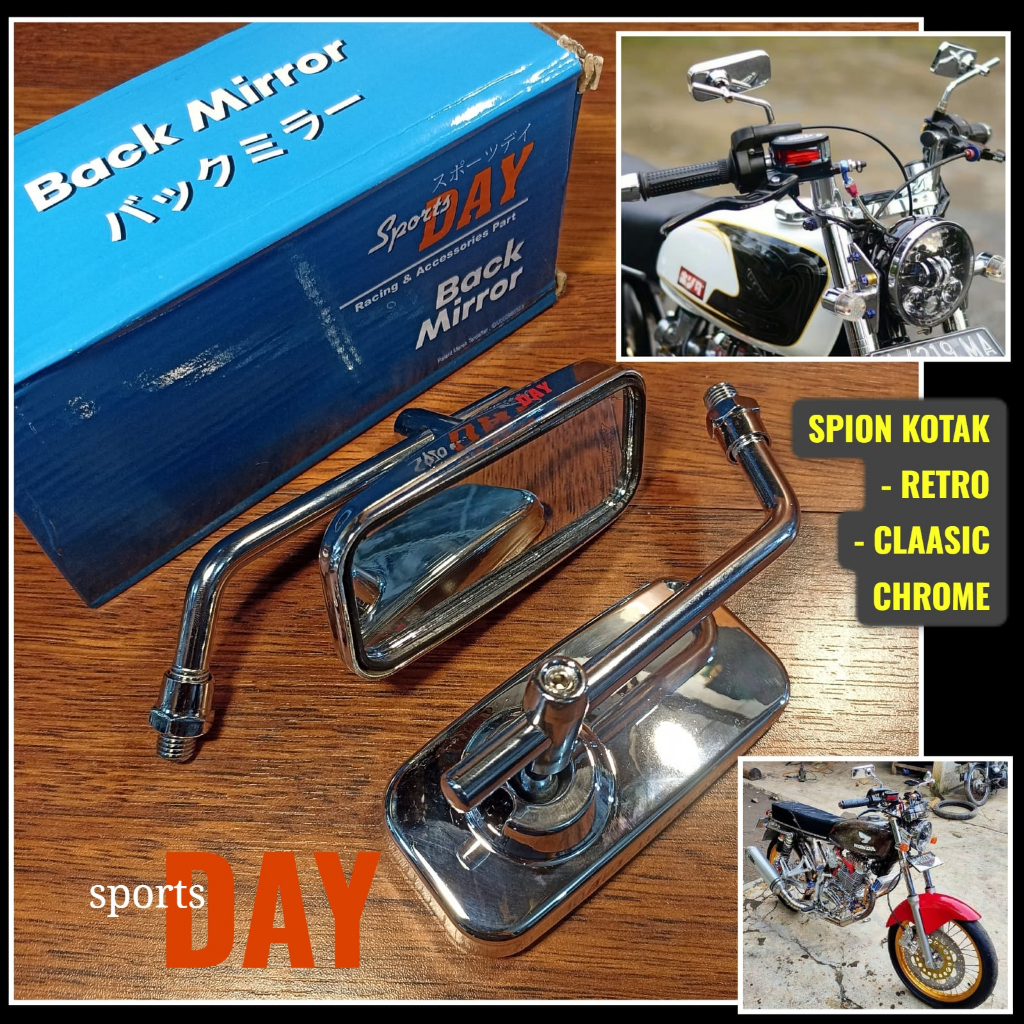 SPION RETRO CLASSIC KOTAK CHROME HONDA CB RACING/CB NGANJUK UNIVERSAL - MODEL DAYTONA