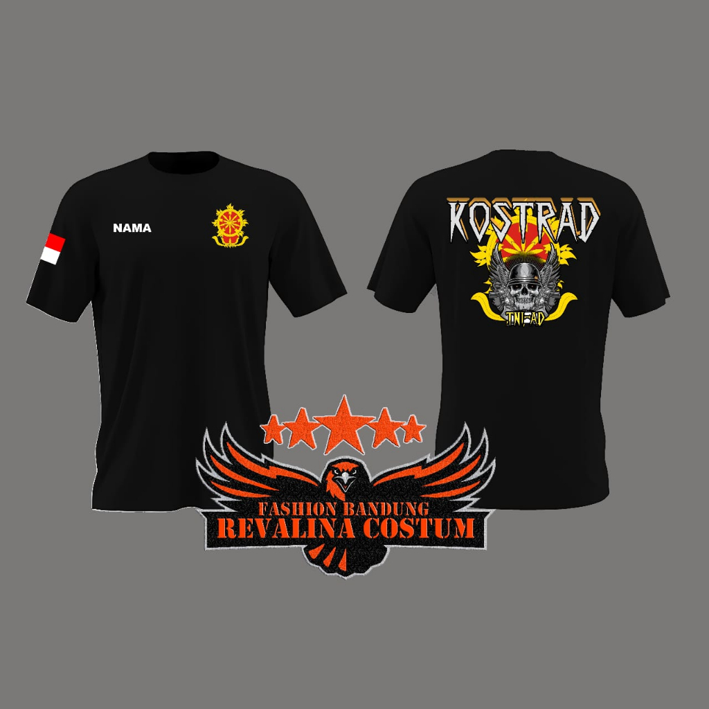 BAJU KAOS INTANSI KOSTRAD TNI INDONESIA WARNA HITAM