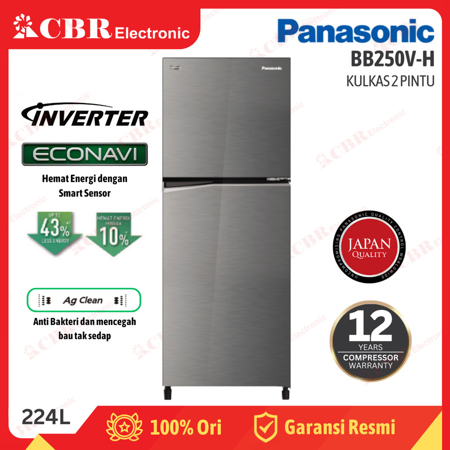 Kulkas PANASONIC 2 Pintu NR-BB250V-H (Inverter / 224 L)