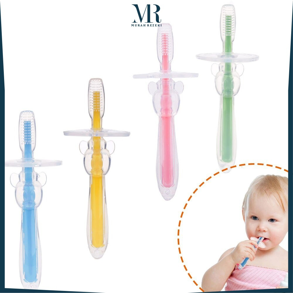 Baby Training Tooth Brush With Sunction Sikat Gigi Bayi Silikon / Sikat Gigi Anak Lembut Pembersih Mulut Bayi Mr C346