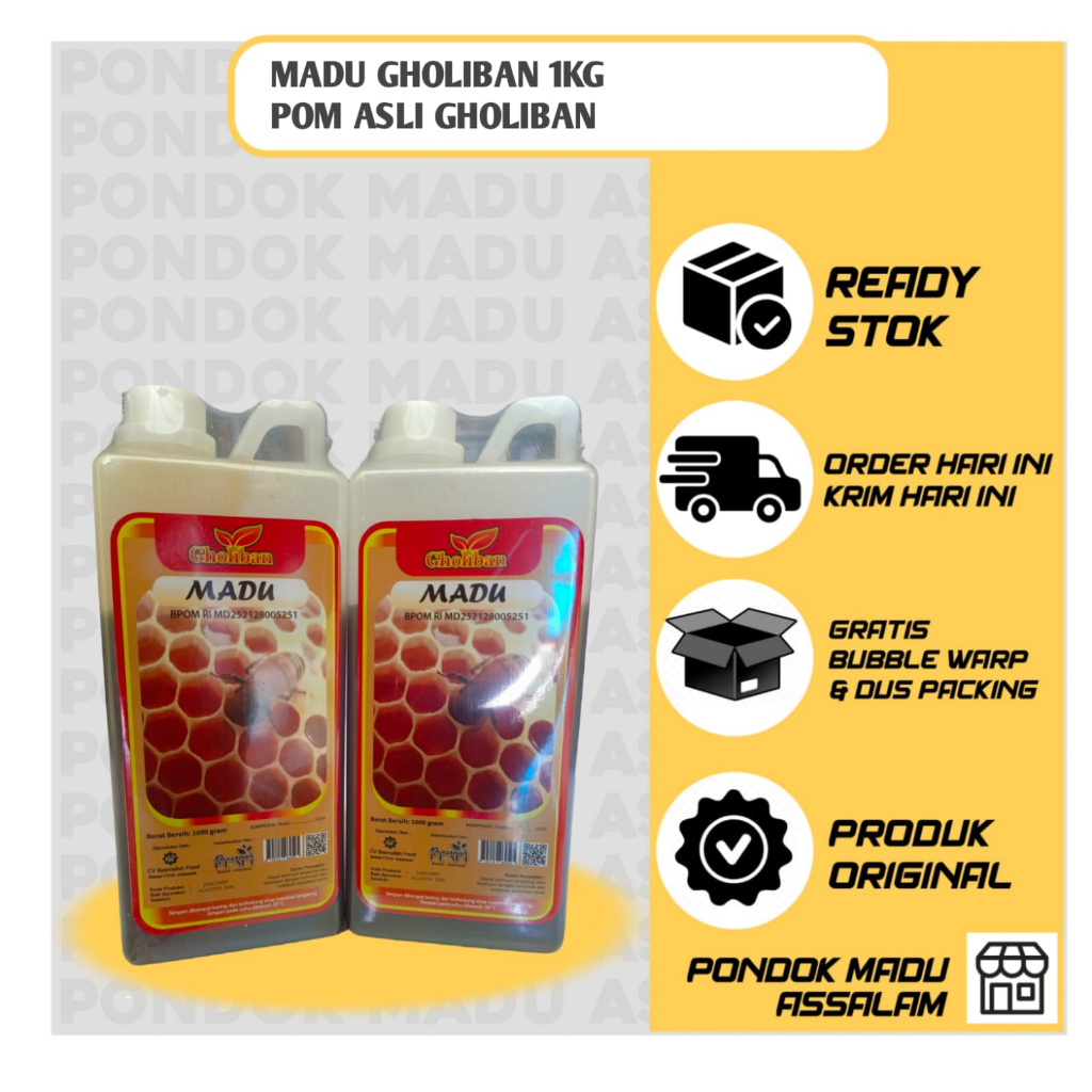 

POM 1kg Gholiban / bukan KLM / ASLI GHOLIBAN / MADU TERLARIS / MADU SNI