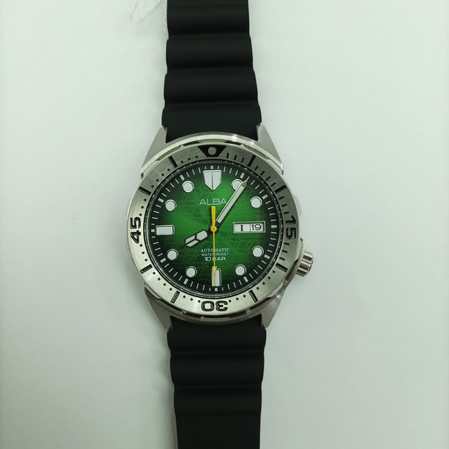 Alba Mechanical AL4447X1 Automatic Silver Green Dial Rubber