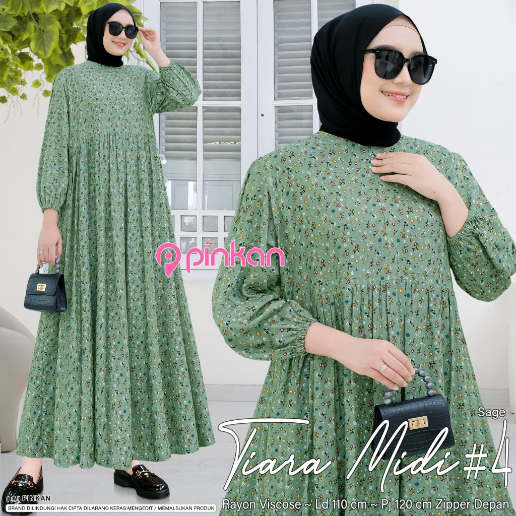 Midi Dress Wanita Kekinian Busui Size Jumbo Bahan Rayon Viscose Tiara Midi By Pinkan