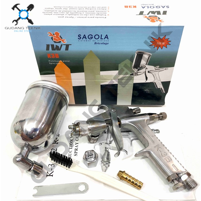 Spray Gun K3B IWT SAGOLA / Alat Semprot Cat Tabung Atas 200cc Semprotan Cat Spraygun Tabung K3B R3 I
