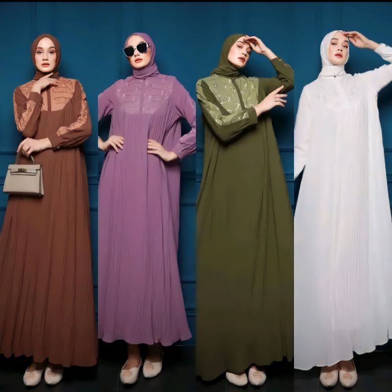 Khalisa Series Original by Baraya Syar'i Set Gamis Plisket Simpel Elegan